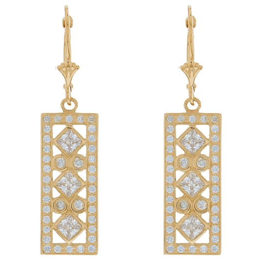 Gold Regal Chandelier White CZ Womens Cluster Earring (JackAni# E09855)