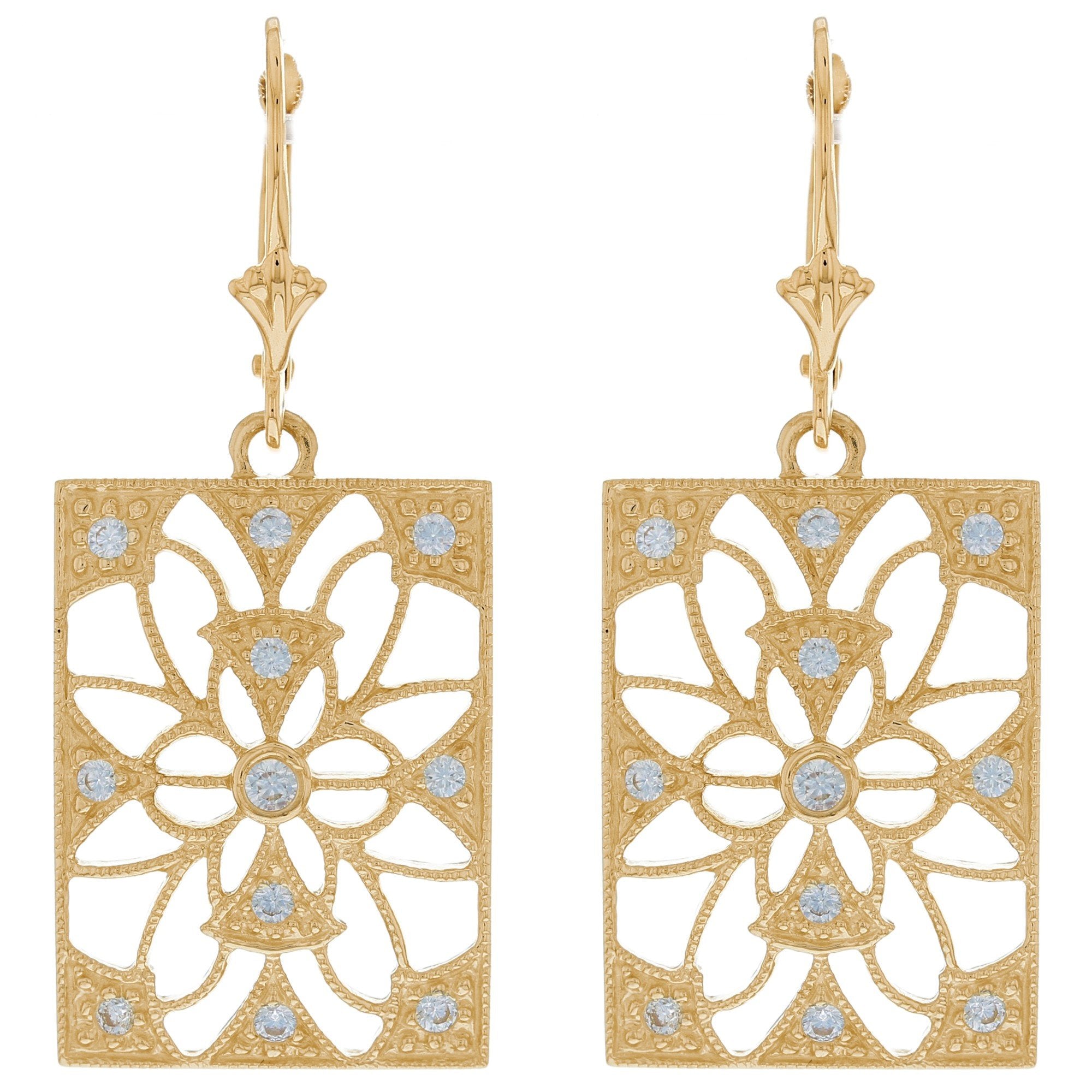 Gold Regal Filigree Chandelier White CZ Womens Earring (JackAni# E09956)