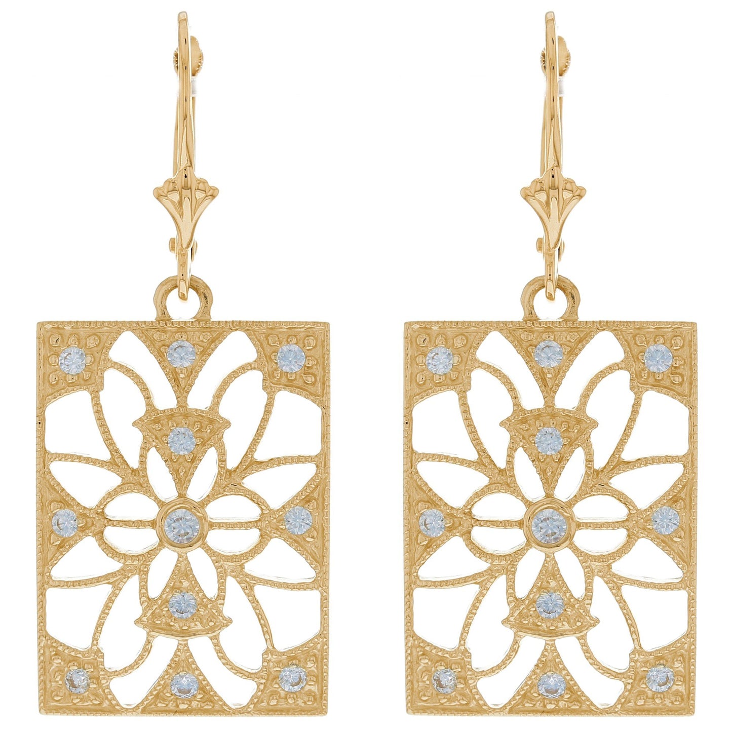 Gold Regal Filigree Chandelier White CZ Womens Earring (JackAni# E09956)