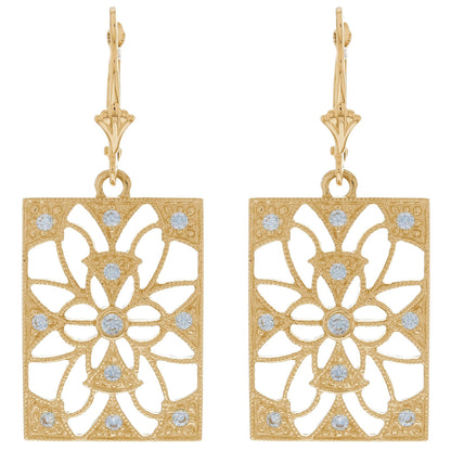 Gold Regal Filigree Chandelier White CZ Womens Earring (JackAni# E09956)