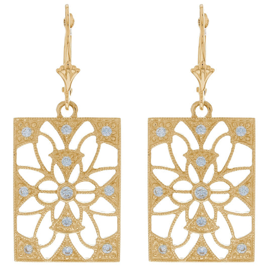 Gold Regal Filigree Chandelier White CZ Womens Earring (JackAni# E09956)