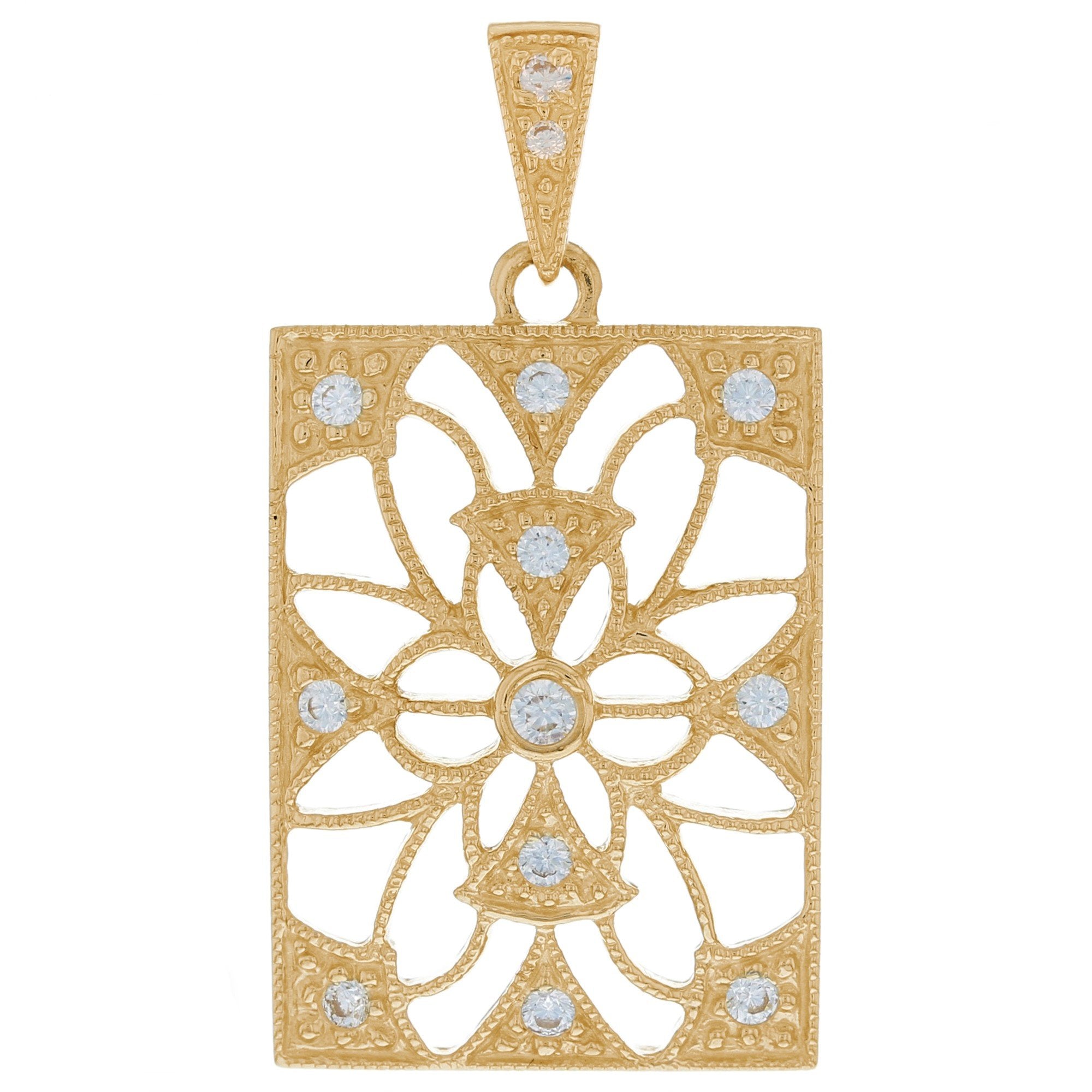 Gold White CZ Womens Cluster Pendant (JackAni# P9956)