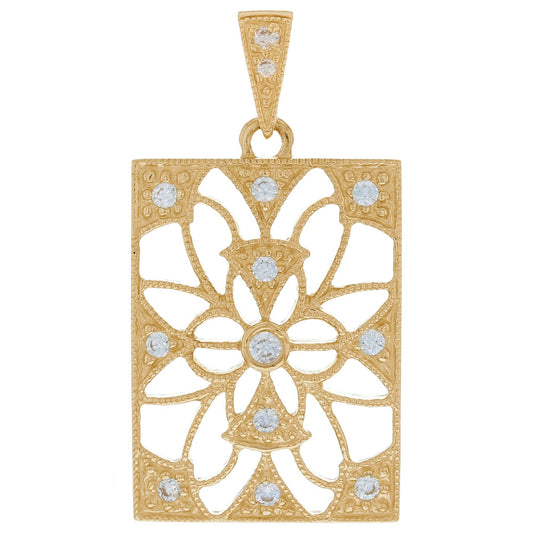 Gold White CZ Womens Cluster Pendant (JackAni# P9956)