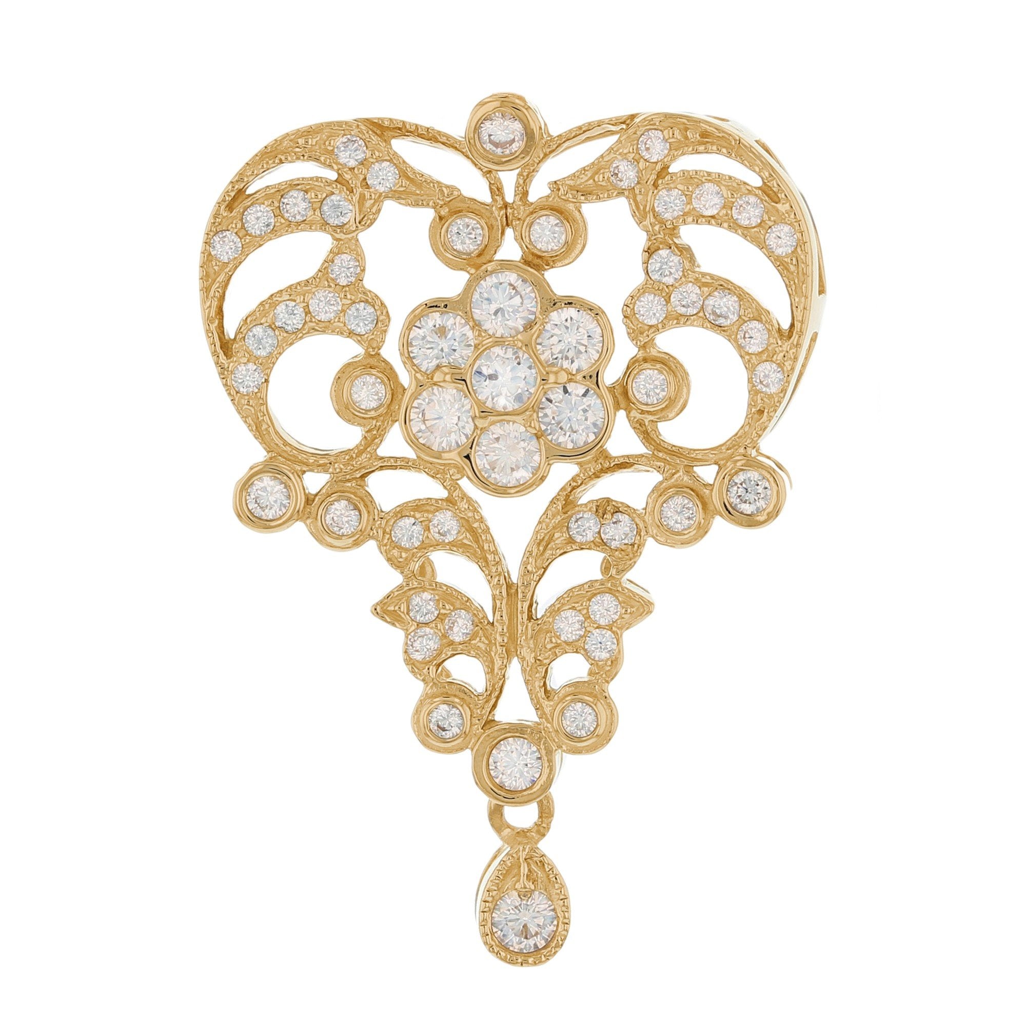 Gold White CZ Womens Cluster Pendant (JackAni# P10007)