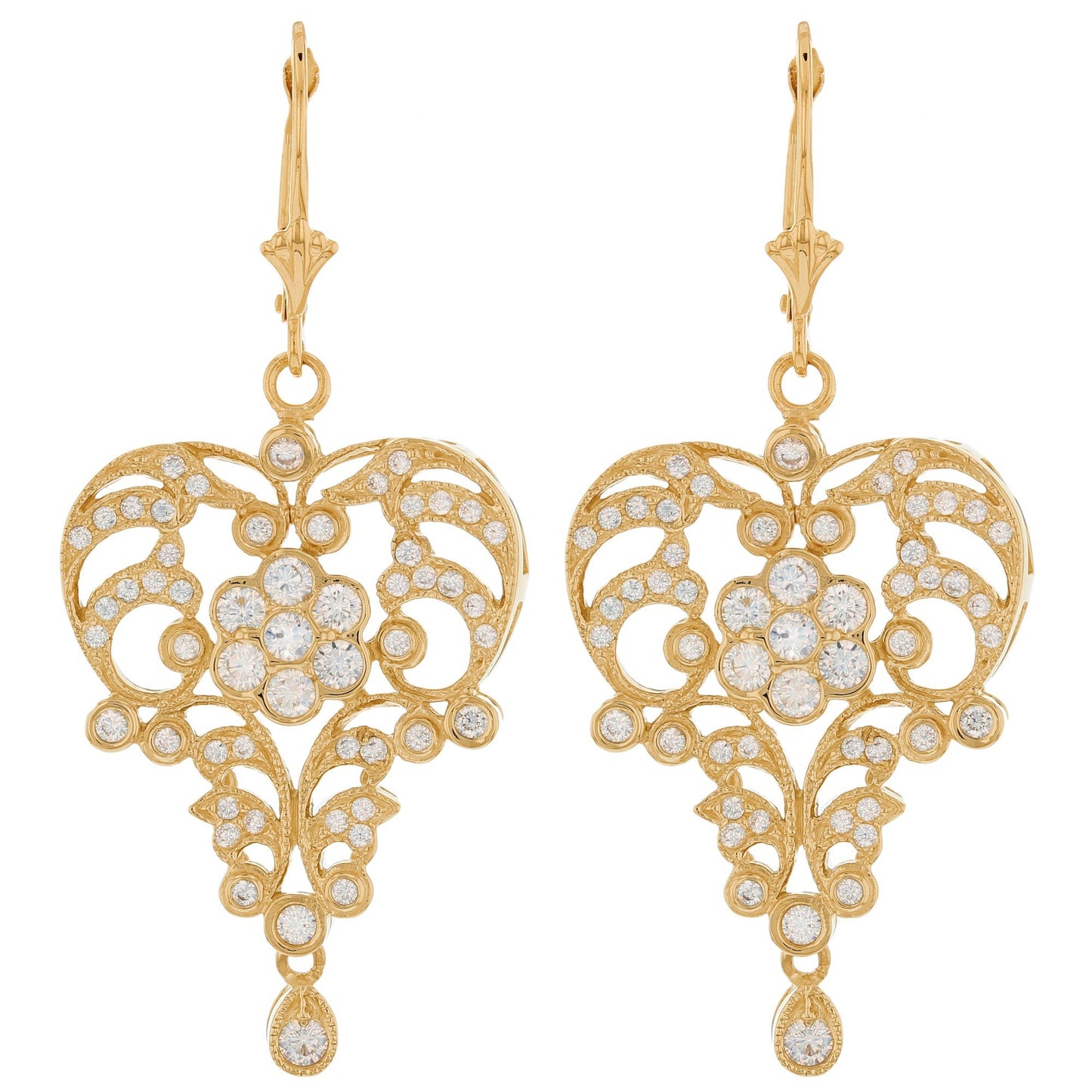 Gold Chandelier White CZ Womens Earring (JackAni# E10007)