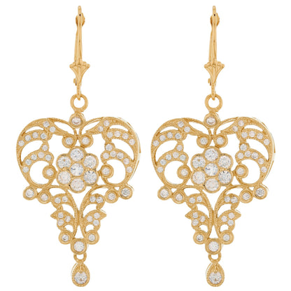 Gold Chandelier White CZ Womens Earring (JackAni# E10007)