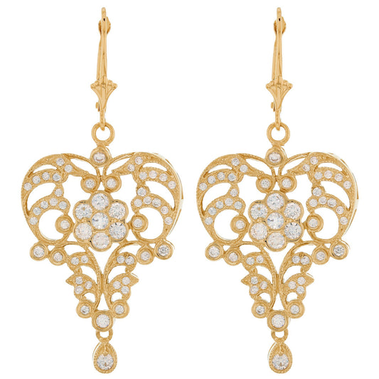 Gold Chandelier White CZ Womens Earring (JackAni# E10007)