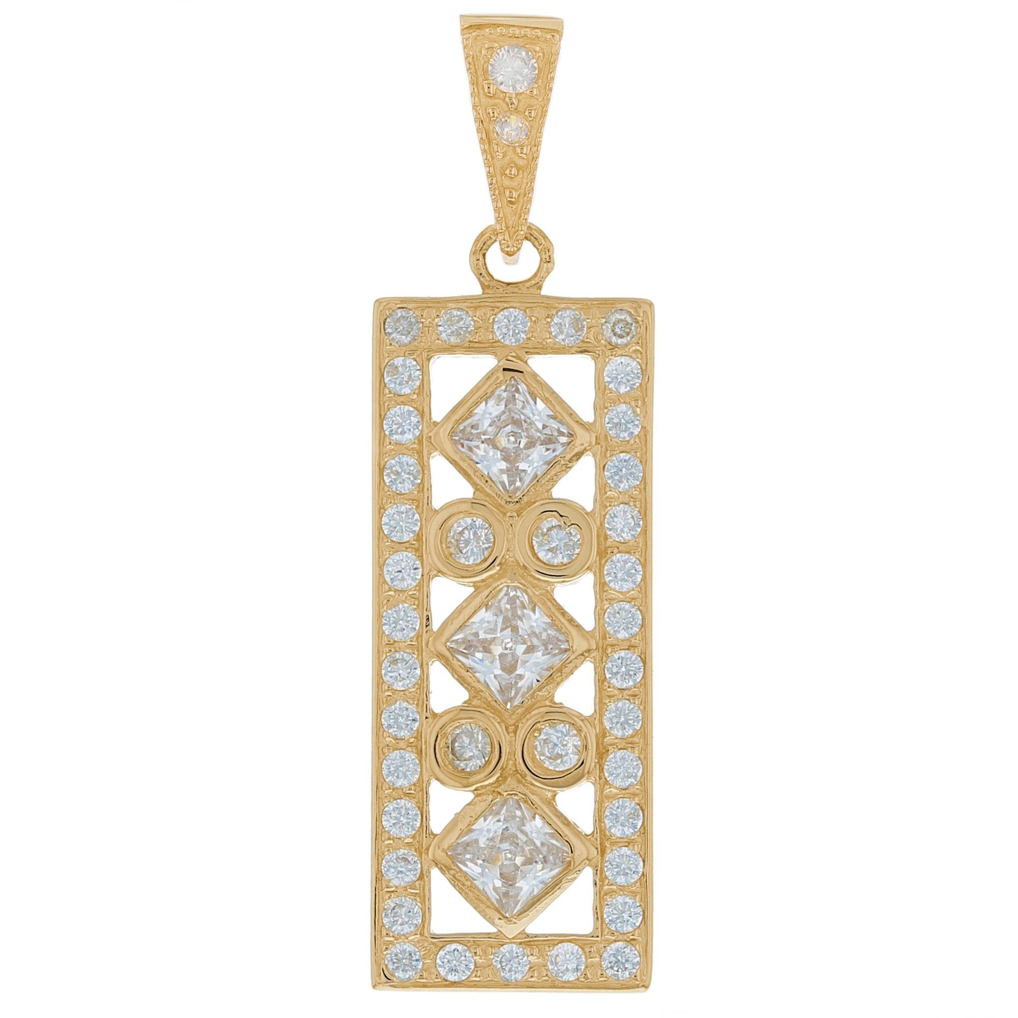 Gold White CZ Womens Cluster Pendant (JackAni# P9855)