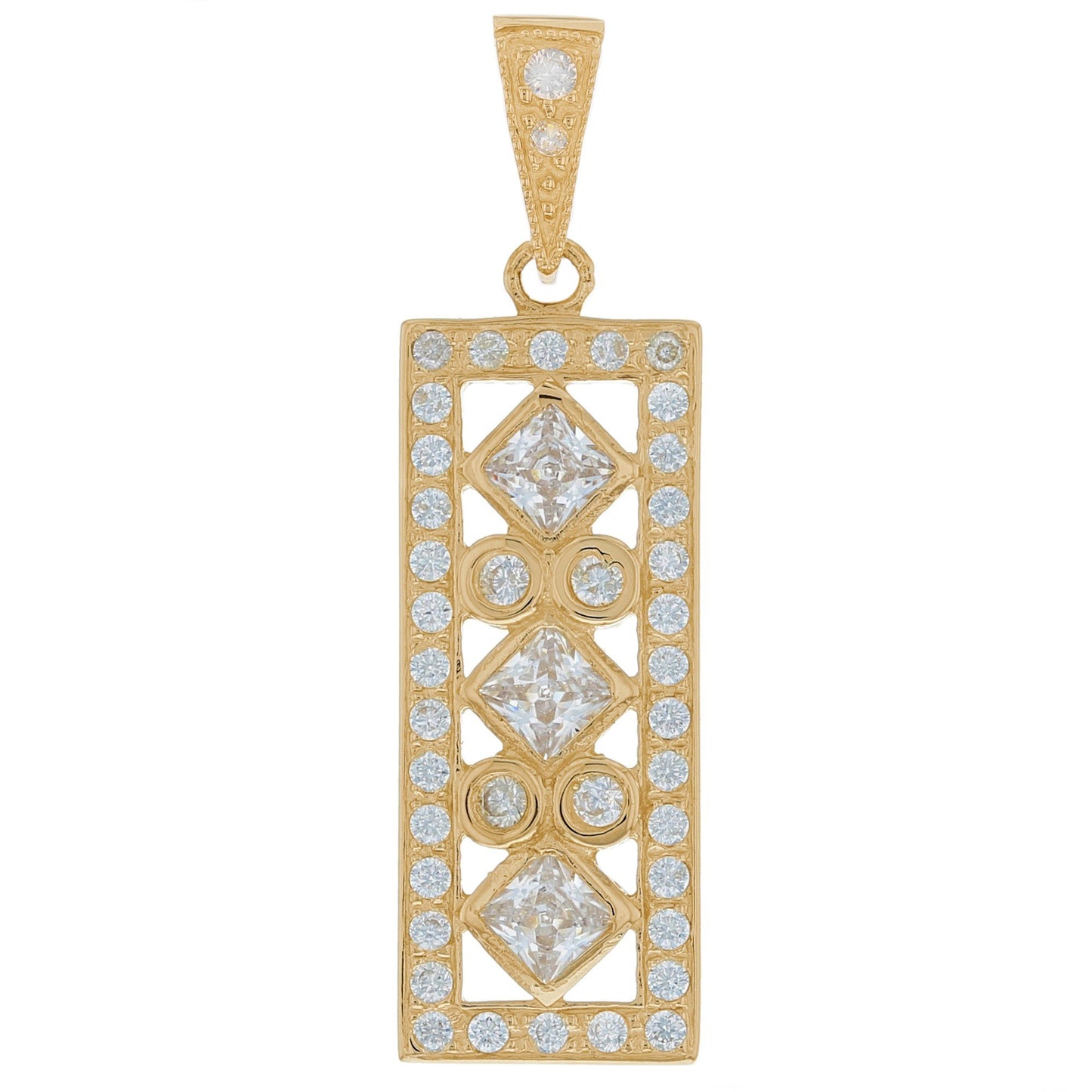 Gold White CZ Womens Cluster Pendant (JackAni# P9855)