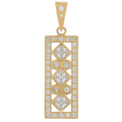 Gold White CZ Womens Cluster Pendant (JackAni# P9855)