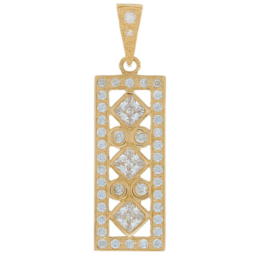 Gold White CZ Womens Cluster Pendant (JackAni# P9855)