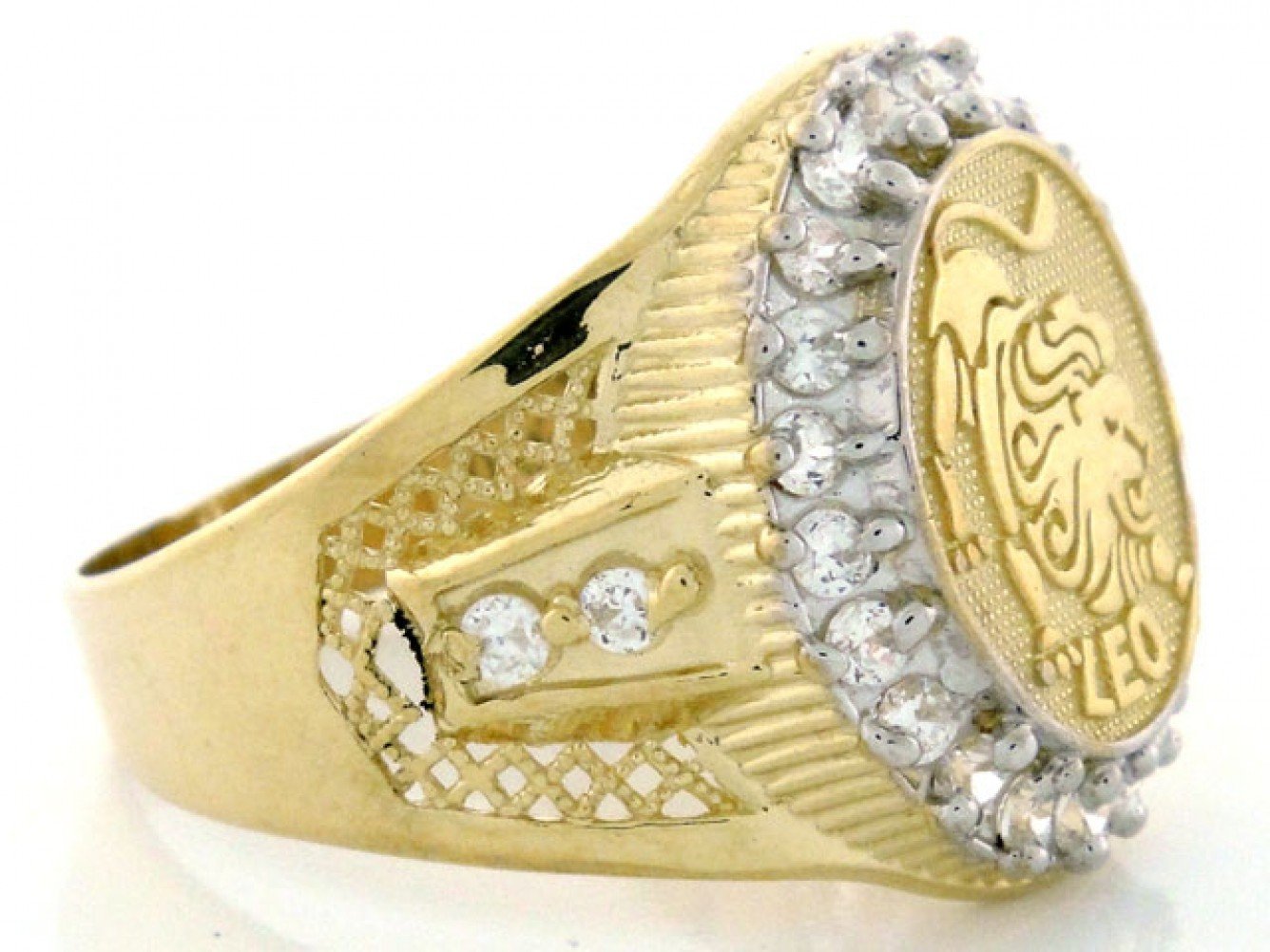 Solid Gold CZ Accented Men's Zodiac Ring (JackAni# R1930)