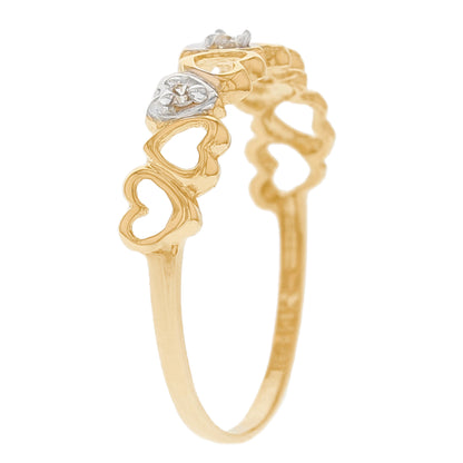 Gold Diamond Womens Heart Ring (JackAni# R2534)